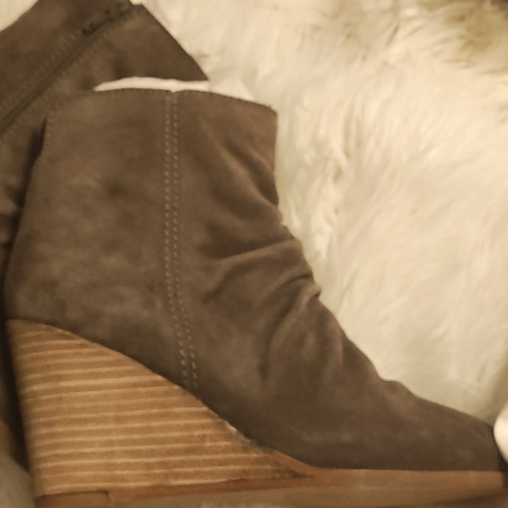 Suede boots wedge heels
